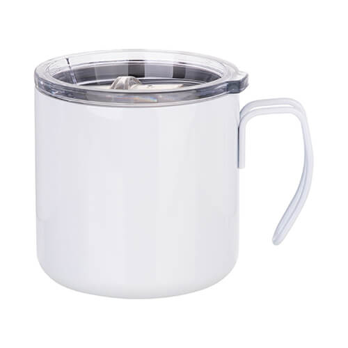 Tazza da 350 ml in metallo con manico in filo per sublimazione - bianco