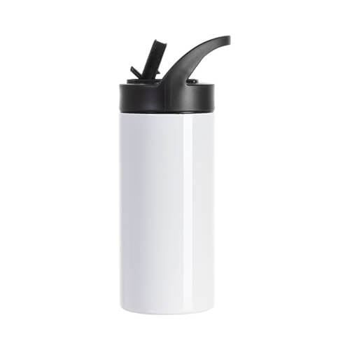 Tazza in acciaio inox da 480 ml con coperchio e cannuccia per sublimazione - bianco