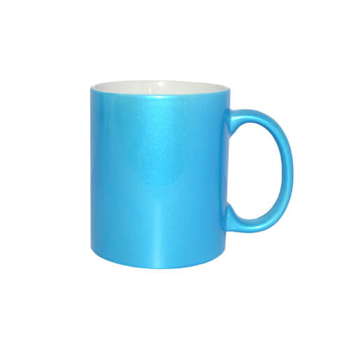 Tazza in alluminio azzurro sublimazione a trasferimento termico, con una scatola di cartone