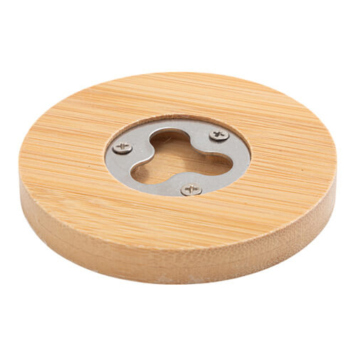 Apribottiglie rotondo in bambù ∅ 8 cm per sublimazione