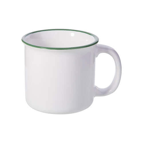 Tazza in ceramica, smaltato 300 ml Sublimazione Termostampa - bianco con bordo verde