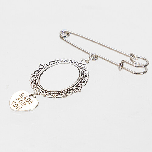 Spilla ovale - spilla da balia con ciondolo a forma di cuore per la sublimazione