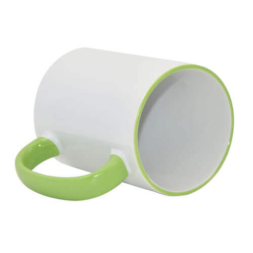 Tazza MAX 450 ml con il manico verde chiare Sublimazione Termostampa