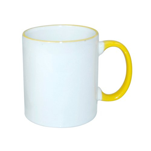Tazza 330 ml ECO con il manico  giallo Sublimazione Termostampa