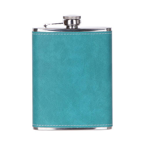 Fiaschetta in metallo da 240 ml con rivestimento in pelle verde per sublimazione