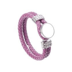 Bracciale in pelle intrecciata con cerchio per stampa sublimatica col. viola