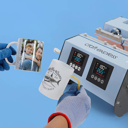 Pressa a due stazioni per tazze e bicchieri - modello 3 in 1