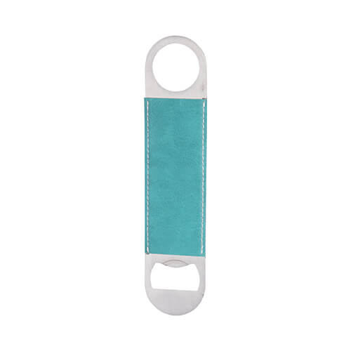 Apribottiglie 4 x 17,7 cm in acciaio e pelle per sublimazione - verde