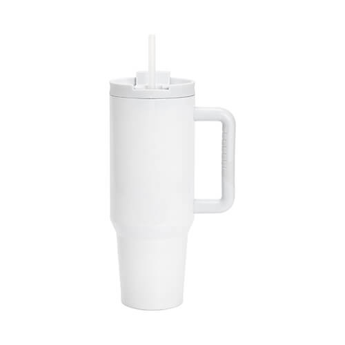 Tazza da 1200 ml con cannuccia e manico grigio per sublimazione - argento