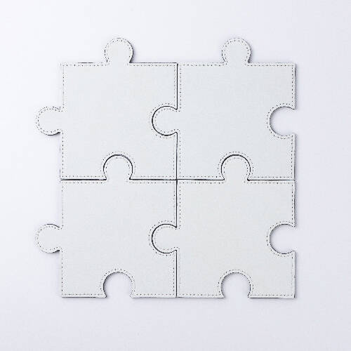 Sottobicchiere in pelle a forma di puzzle per sublimazione - bianco