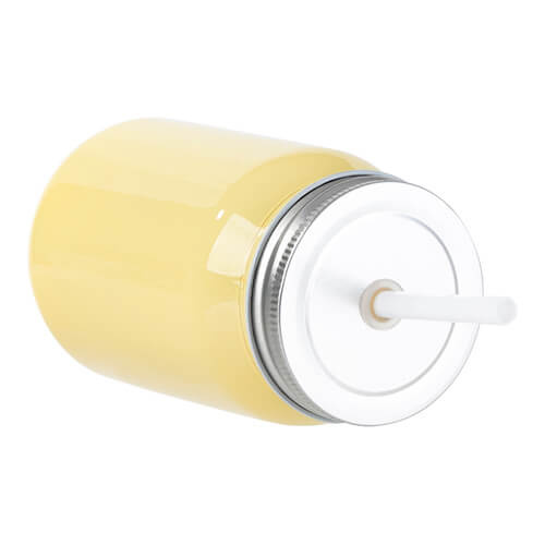 Tazza in vetro 450 ml Mason Jar Full Color senza manico per sublimazione - giallo