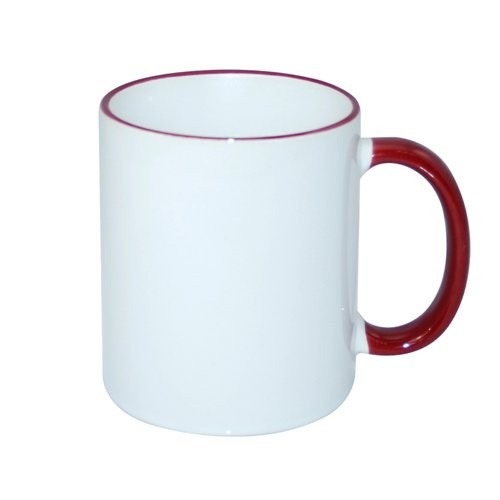 Tazza 330 ml con il manico  rosso scuro JS Coating Sublimazione Termostampa