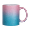 Tazza 330 ml con glitter per sublimazione - sfumatura rosa-blu, con una scatola di cartone