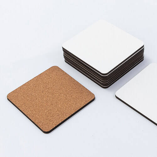 Mug pad in cartone rigido e sughero per sublimazione - 9,5 x 9,5 cm