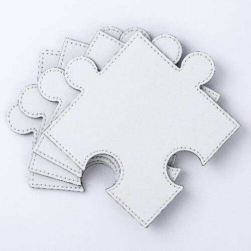 Sottobicchiere in pelle a forma di puzzle per sublimazione - bianco