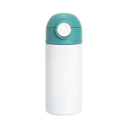 Borraccia - bottiglia per bambini da 360 ml per sublimazione - bianca con tappo verde