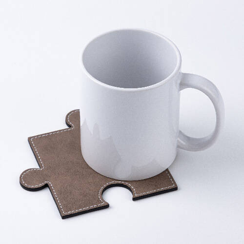 Sottobicchiere in pelle a forma di puzzle per sublimazione - grigio