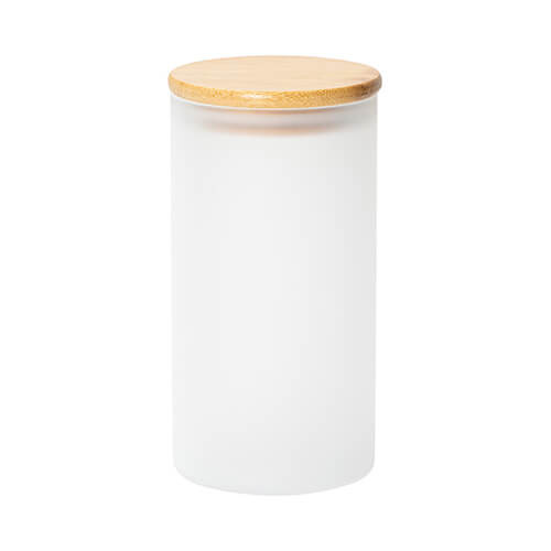 Contenitore in vetro da 750 ml con coperchio in bambù per sublimazione