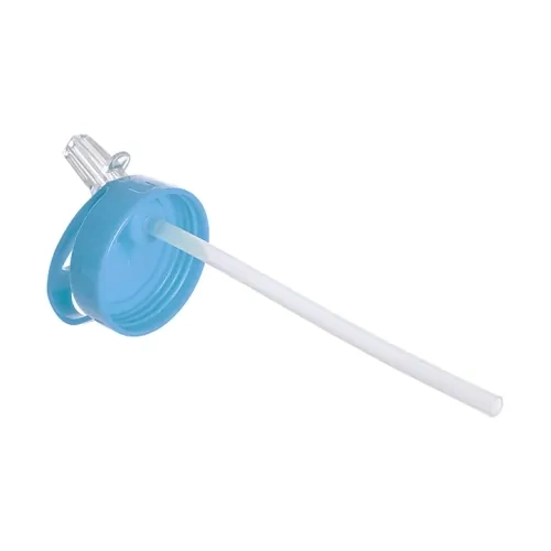 Bottiglia in alluminio con boccaglio 600ml bianca con tappo azzurro e supporto per la sublimazione