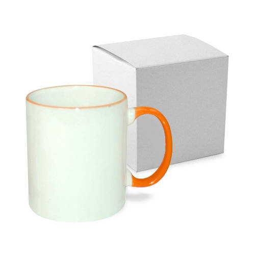 Tazza 330 ml ECO con il manico arancione con la scatola Sublimazione Termostampa