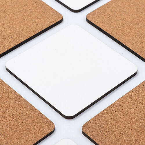 Mug pad in cartone rigido e sughero per sublimazione - 9,5 x 9,5 cm