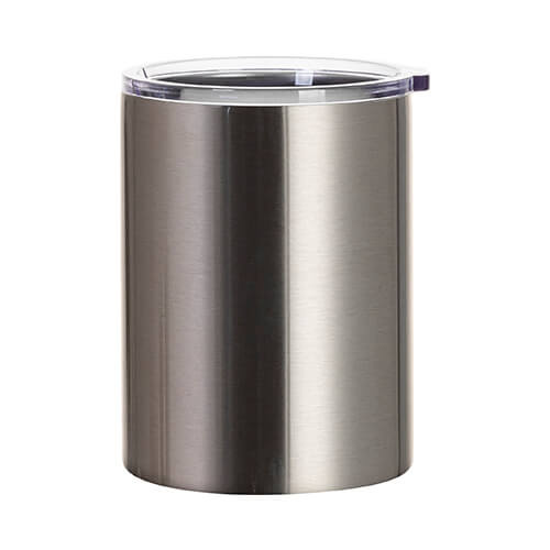 Tazza in acciaio inox da 400 ml con coperchio per sublimazione - argento