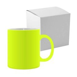 Tazza Fluo giallo, opaco con la scatola, Sublimazione Termostampa