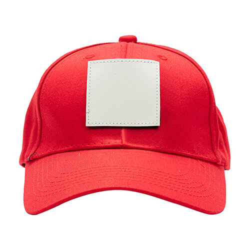 Cappello da baseball in cotone con patch quadrata in velcro per sublimazione - rosso