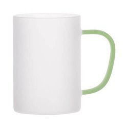 Vetro smerigliato da 360 ml con manico verde chiaro per sublimazione