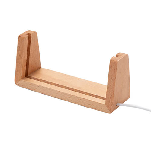 Base in legno a forma di U per lampada LED - 14 cm
