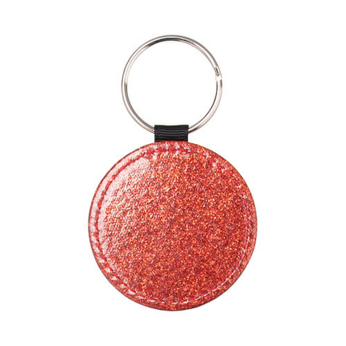 Portachiavi in ​​pelle con glitter per sublimazione - cerchio rosso