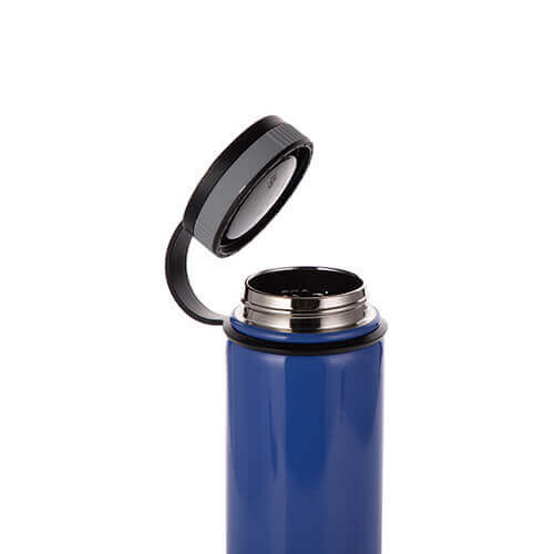 Thermos in acciaio inossidabile 550 ml con tappo avvitabile in bambù da sublimare - blu