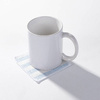 Sottobicchiere in tela 10 x 10 cm crema con strisce blu per sublimazione