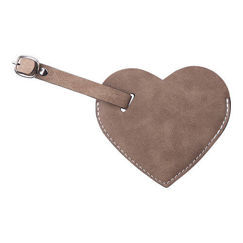 Etichetta bagaglio in pelle per sublimazione - cuore grigio