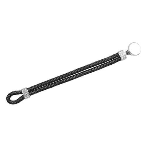 Bracciale in pelle intrecciata con cerchio per stampa sublimatica col. nero