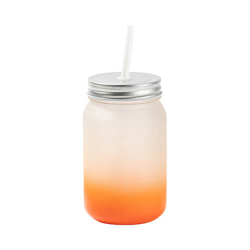 Mug Mason Jar 450 ml satinato senza manico per sublimazione - sfumatura arancia