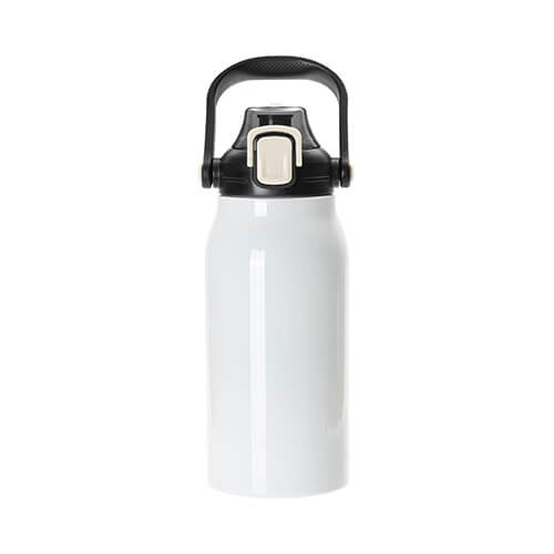 Bottiglia da viaggio in acciaio inox da 1300 ml con manico - bianco