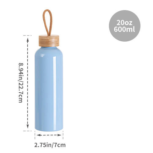Borraccia in alluminio 600ml con coperchio in bambù per sublimazione - blu