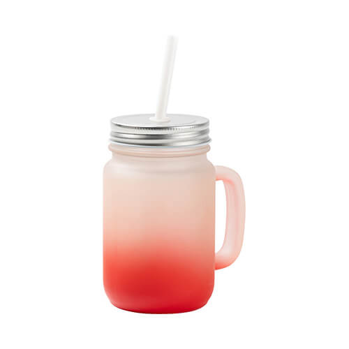 Tazza in vetro smerigliato Mason Jar per sublimazione - sfumatura rosso