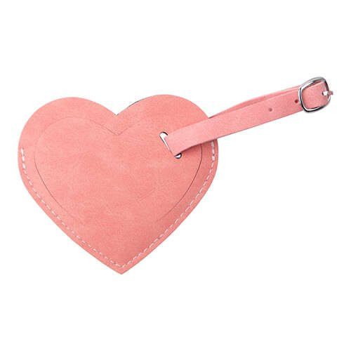Etichetta bagaglio in pelle per sublimazione - cuore rosa