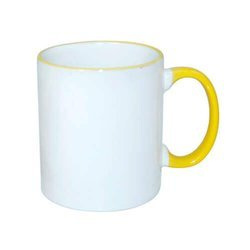 Tazza 330 ml con il manico giallo Sublimazione Termostampa