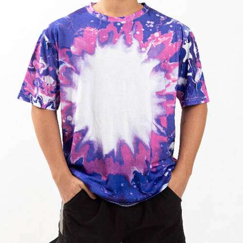 T-shirt Cotton-Like Bleached Bloom Blue per sublimazione