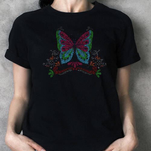 Foglio con zirconi per trasferimento termico - grande farfalla