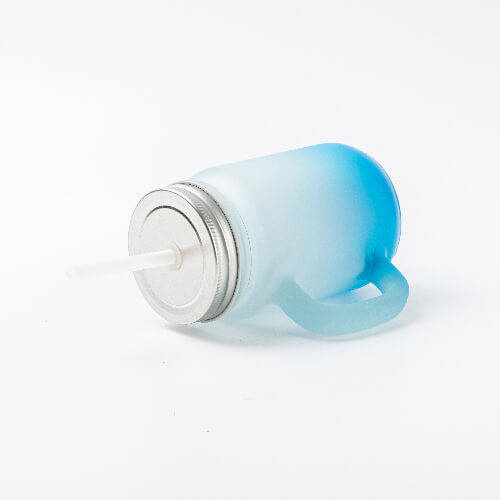 Tazza in vetro smerigliato Mason Jar per sublimazione - sfumatura azzurro