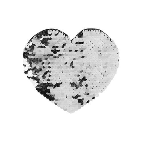 Patch paillettes cuore bicolore da sublimare - colore argento 12 x 10,5 cm