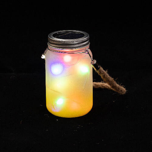 Lanterna da 450 ml con manico in corda - sfumatura giallo