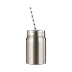 Mason Jar Tazza da 500 ml con cannuccia per sublimazione - argento