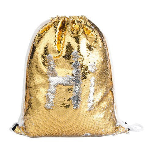 Sacca da portare in spalla 36 x 45 cm con paillettes per la sublimazione - dorata