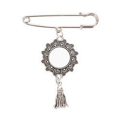 Spilla rotonda - spilla da balia con ciondolo a nappina per sublimazione