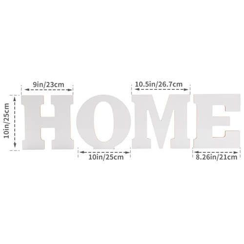 Lettere decorative da 25 cm in MDF per sublimazione - HOME